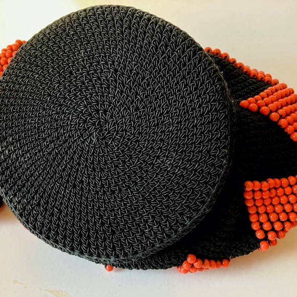 unique antique beaded pouch drawstring handbag - Picture 3 of 13